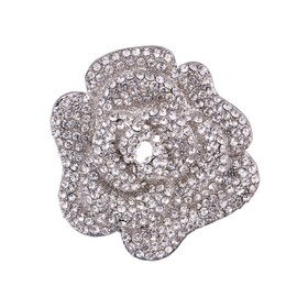 Rhinestone Rose Brooch Pin for Women Girls Fashion Crystal Big Blossom Flower Brooch Lapel Pins Elegant Dress Accessories Jewelry Boutonniere Corsage for Hat Bag Suit Tie Gift Wedding Mother's Day (Silver Tone)