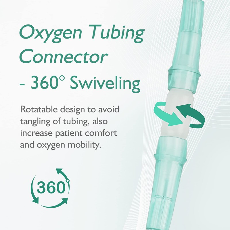 ANSNF Oxygen Tubing Connector, 360° Rotation Cannula Connector Oxygen Connector
