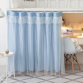 XGOPTS Children's Bed Curtain, Bunk Bed Curtain for Girls, Adults, Children's Curtains for Bed, Dormitory, Bed Curtains with Organza Fabric, Blue (200 x 150 cm)