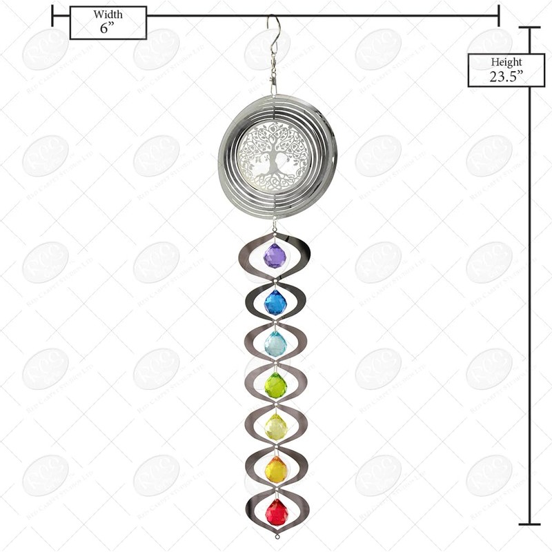 Red Carpet Studios Long Spiral Chakra Spinner, Mirrored Tree of