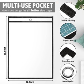 56 Pack Job Ticket Holders Reusable Dry Erase Pockets Plastic 10 x 13.8 Inch Shop Ticket Holders Sheet Protectors Job Order Pockets Teacher Supplies for Office Classroom Organization (Black)