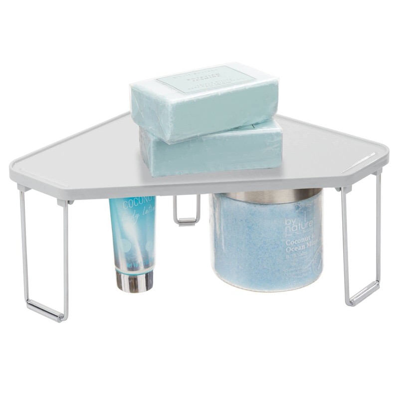mDesign Plastic/Steel Corner Stackable Rack, Storage Organizer Shelf for Bathroom,