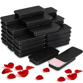 Norme 40 Piezas Latas de Metal Rectangulares Pequeñas con Tapa Deslizante Cajas con Tapas para Bálsamo Labial Dulces Joyas Kit de Almacenamiento de Pastillas (Negro, 3.15 x 1.38 x 0.43 Pulgadas)
