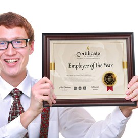 Memory Island 8.5x11 Document frames,Real Glass Fronts, 4 Pack Certificate Frames for Wall Or Tabletop Display,Diploma Frames For Degree Award,Cherry Wood Grain