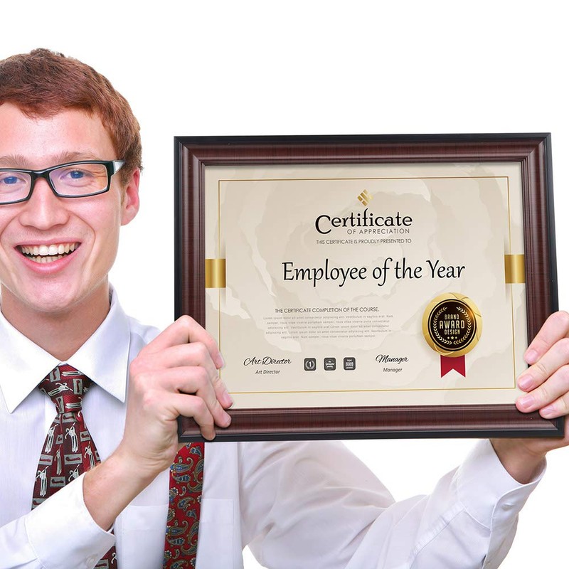 Memory Island 8.5x11 Document frames,Real Glass Fronts, 4 Pack Certificate