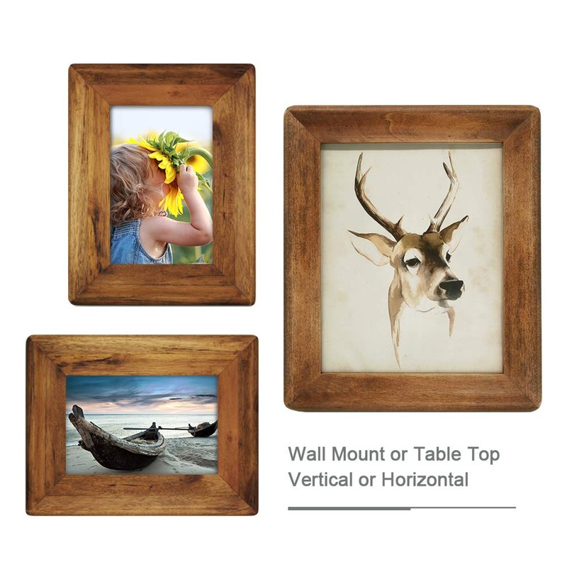 icheesday 8x10 Wood Photo Frames with Glass Window,Rustic Brown 20x25cm