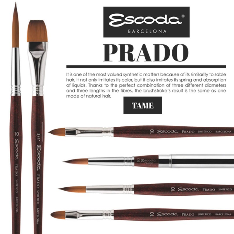 Escoda : 16 PRADO : Round Pointed Synthetic Tame Burgundy