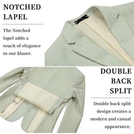 LYOUCI Seersucker Suit Mens Regular Fit Jacket Shorts Casual 2 Piece Pinstripe Linen Suit Holiday Outfits for Summer Wedding Sage Green L