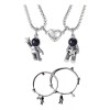 Veraly Set 2 Pulseras Y 2 Collares Pareja Astronauta Acero