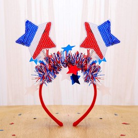 Outyua 4th of July Red White and Blue Patriotic Star Headband American Flag Hairband USA Independence Day Hair Outfits Hair Accessories for Women Girls