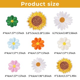 GEEHUA 17 Pieces Sunflower Patches Iron On Daisy Patches Applique Patches Clothing Repair Embroidery for Jeans, Bags, Jackets, Hats, DIY Crafts
