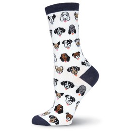 K. Bell Socks mens Dogs Novelty Crew Casual Sock, Dog Profile (White), Shoe Size 4-10 US