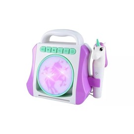 Kids' Unicorn Karaoke Boombox with LED Light Display, Microphone and Music Controls, Purple and White