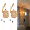 Frideko Plug in Wall Sconces Set of Two Hand Woven