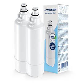 Wessper Refrigerator Water Filter Pack of 2 Replacement for NRBH-125950, CNRAH-257760, Quick Connection Filter, Reverse Osmosis Water System, Removes Chlorine and Harmful - White