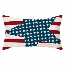 IBILIU Throw Pillow Covers 4th July Vintage American Flag Patriotic Ornate Amenrican Flag Cushion Pillow Case Home Decor Pillowcase 12x20 Inches