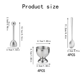 Lqucwepp 9PCS Stainless Egg Cracker Topper Set,Perfect Egg Opener,Includes 1Pc Egg Opener, 4PCS Egg Trays, 4PCS Spoons for Perfect Soft Boiled Eggs、raw Hard Boiled Eggs