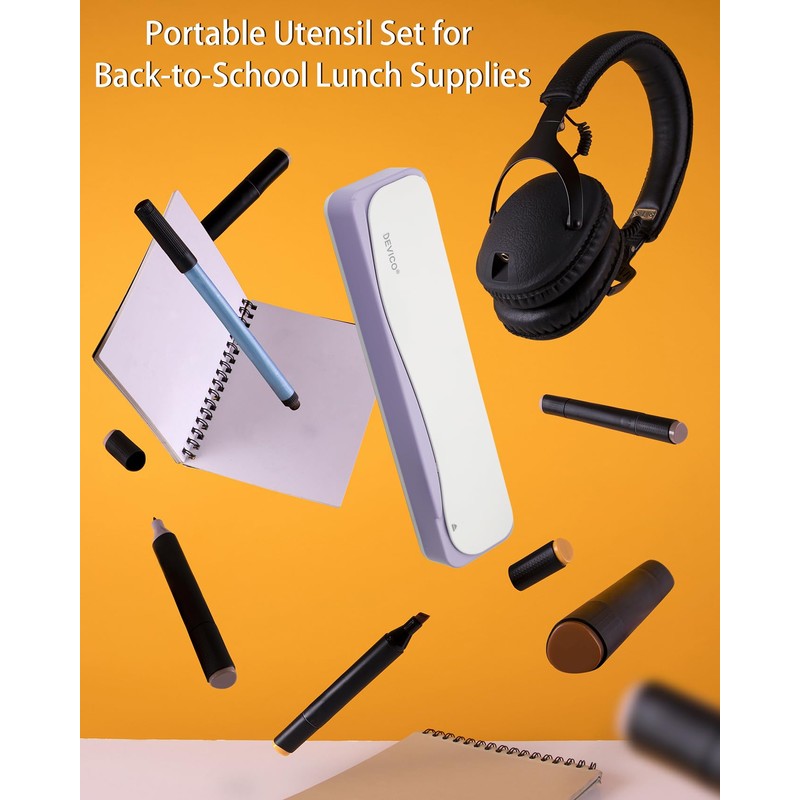 DEVICO Travel Utensils, Portable 18/8 Stainless Steel Silverware Flatware Set,