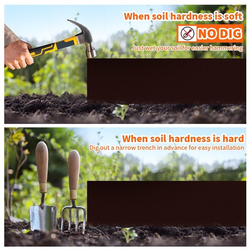 ITEVE.GD 40"x6" Steel Lawn Edging, 5-Pack Metal Landscape Edging Strips,Hammer-in