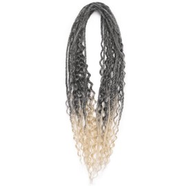 Aguacor Boho Dread Synthetic Double Ended Dreadlock Extensions with Boho Box Braids 24inches 10 Strands Thin Soft Black to Blonde DE Dreadlock Extensions (Boho 10 Strands, T1B/613)