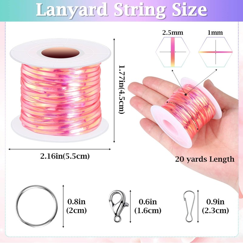 Cridoz Boondoggle Lanyard String Kit with 20 Rolls Plastic Lacing