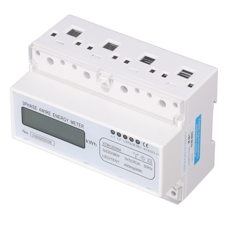 7 Digit LCD Electric Energy Meter 35mm DIN Rail Mounting