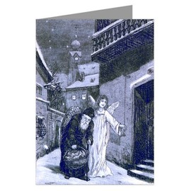 Victorian Angel Helping Saint Nick Deliver Christmas Presents Vintage Holiday Greeting Cards Boxed Set