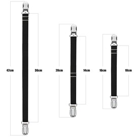 Boao 12 Pcs Bed Sheet Clips Straps Sheet Corner Straps Holder Adjustable Mattress Clips, Elastic Bed Sheet Grippers Straps Suspender Fasteners Holder for Home (Black, 4-8 Inch Length)