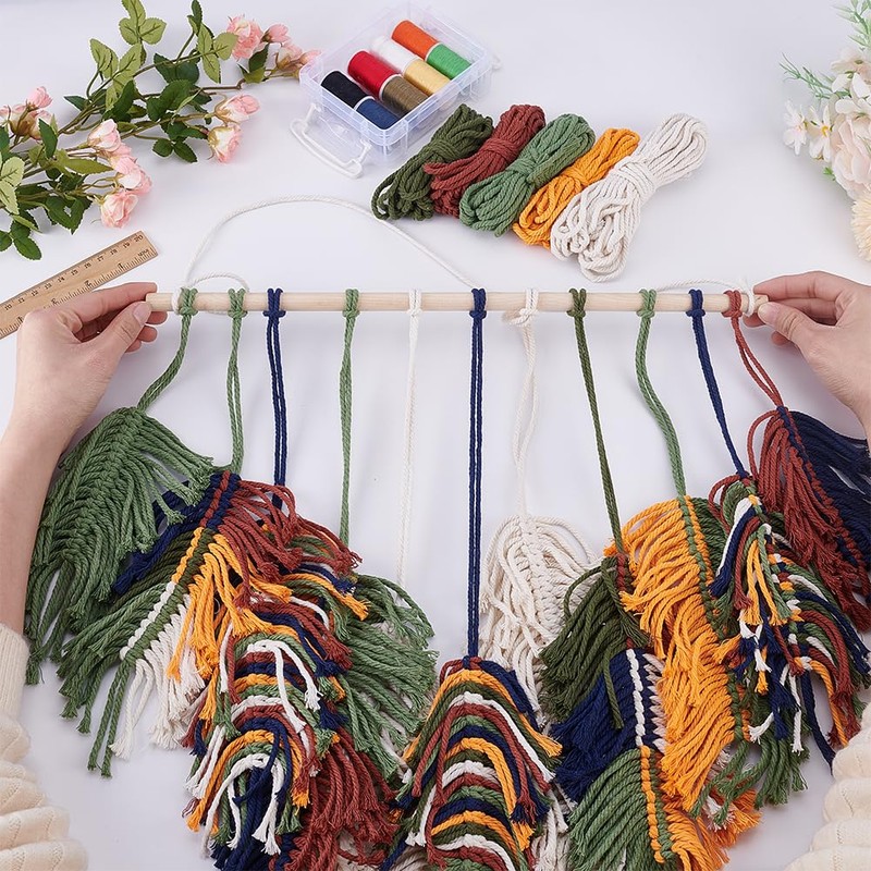FREEBLOSS Macrame Feather Kit Handmade Macrame Leaf Wall Hanging Kit