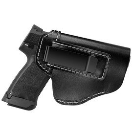 ProCase Leather IWB Gun Holster Mag Holder, Premium Leather Universal Concealed Carry Holster for Springfield XD XDS 17 19 22 23 32 33 SW MP Right