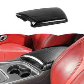 RT-TCZ Center Console Cover Armrest Box Trim Cover Decoration Interior Accessories for Dodge Challenger 2015-2025 (Black Carbon Fiber)