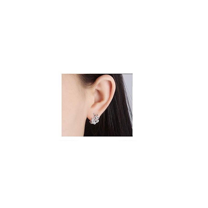 CZ Flower Cuff Wrap Clip On Hoop Earrings for Women