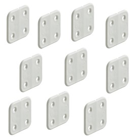 Gedotec White Plastic Flat Hinge Jointless 40 x 40 mm Pack of 10 - Boat & Caravan Hinge