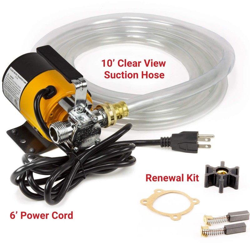 Hot Tub Spa Draining Pump with 10ft ClearView Suction Hose