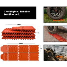 GoTreads Regular Traction Boards - Pair of Foldable, Compact Traction Mats for Camping, Off-Roading, and Vehicle Leveling - Orange