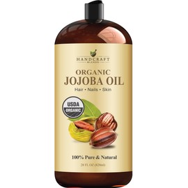 Handcraft Blends USDA Organic Jojoba Oil | Cold-Pressed | 28 Fl Oz | 100% Pure & Natural | for Hair, Skin & Face | Premium Grade Carrier Oil | for Massage & Aromatherapy | Hexane-Free
