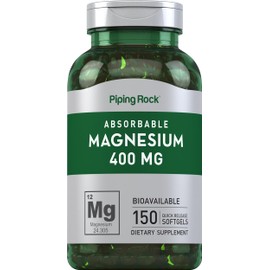 Piping Rock Piping Rock Magnesium 400mg Softgels | 150 Count | Magnesium Oxide Supplement | Non-GMO, Gluten Free