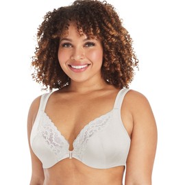 PLAYTEX Women's Secrets Front-Close No-Poke Dreamwire Underwire, Cooling Trusupport Bra, White, 48DDD