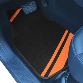 FH Group Car Floor Mats - Carpet Floor Mats for Cars, Universal Fit Automotive Floor Mats, All Purpose Car Floor Mats, Carpet Protector Mat for Most Sedan, SUV, Truck Floor Mats Orange