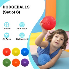 BallFUN Dodgeballs Playground Balls 5", Dodge Ball Set for Kids & Adults, Bouncing Kickballs Handball for Outdoor & Indoor Games - Includes Pump & Mesh Storage Bag (5",6 Pack)