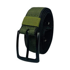 Trimming Shop Single Grommet Polyester Belt, 125cm (49.2”) Rivet Eyelet Studded Heavy Duty Polyester Web Work Belt with Metal Buckle for Work, Outdoor, and Casual Use (Green)