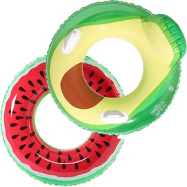 LEAZEAL 2PCS Pool Floaties for Adults Watermelon Avocado Inflatable Pool Floats Swimming Pool Rafts Tubes for Beach Pool Party Lake Vacation Use(Fruit)