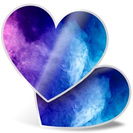 2 x Heart Stickers 15 cm - Blue Purple Smoke Art Cloud Fun Decals for Laptops,Tablets,Luggage,Scrap Booking,Fridges, #3994