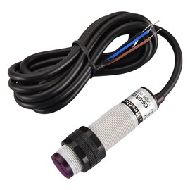 Heschen M18 Column Infrared Photoelectric Proximity Switch, Diffuse Reflection Type, E3F-DS100B2, Detection Distance 10-100CM, 10-30VDC 200mA, NPN Normally Closed(NC), 3 Wire