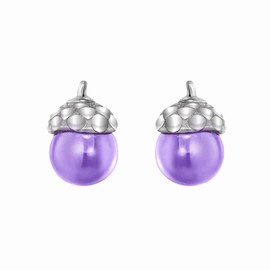 EleQueen 925 Sterling Silver Vintage Purple Crystals Hazelnut Shape Stud Earrings for Women Teen
