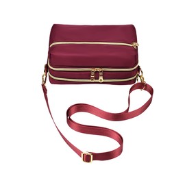 YANAIER Women's Shoulder Bag Small Mini Bag Sling Bag Handbag Women Girls Bag with Many Practical Pockets Nylon Shoulder Bag, darkred, Contemporary