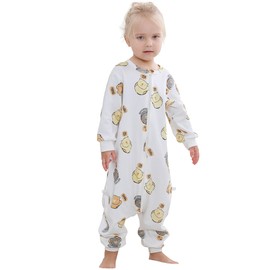 MICHLEY Baby Sleeping Sack with Legs Cotton Long Sleeve Toddler Wearable Blanket Sleeping Bag 4T-6T Months, White Bear