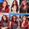 28 Inch 99j Burgundy Lace Front Wigs Human Hair Red