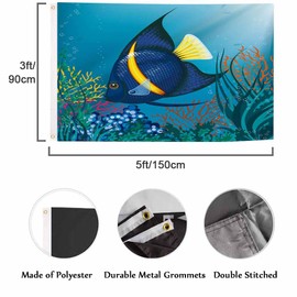 Swono Tropical Fish Flag 3X5 Ft Sea Coral Reef Flag Outdoor Flag Garden Yard Outdoor Outside Decorative Flag