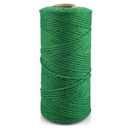 Netuno 1 x Macrame Yarn, Green, 2 mm, 150 m, Single Twisted Cord, Cotton Textile Yarn, Natural Cotton Yarn for Macrame Cord, Cotton Cord, Decorative Cord, Coloured Twisted Macrame Cotton Cord
